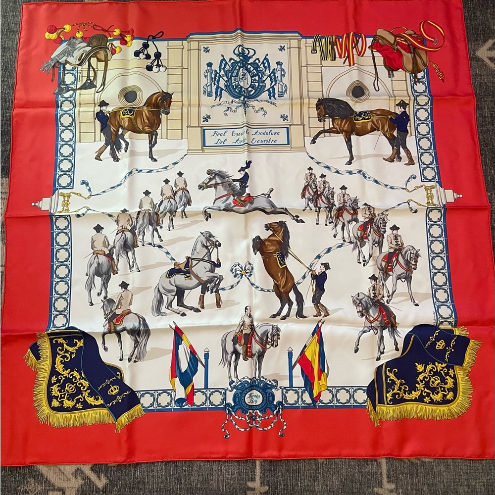 VTG 1996 NIB Hermes “Escuela Andaluza del Arte Equestre” Carre 90 Silk Scarf